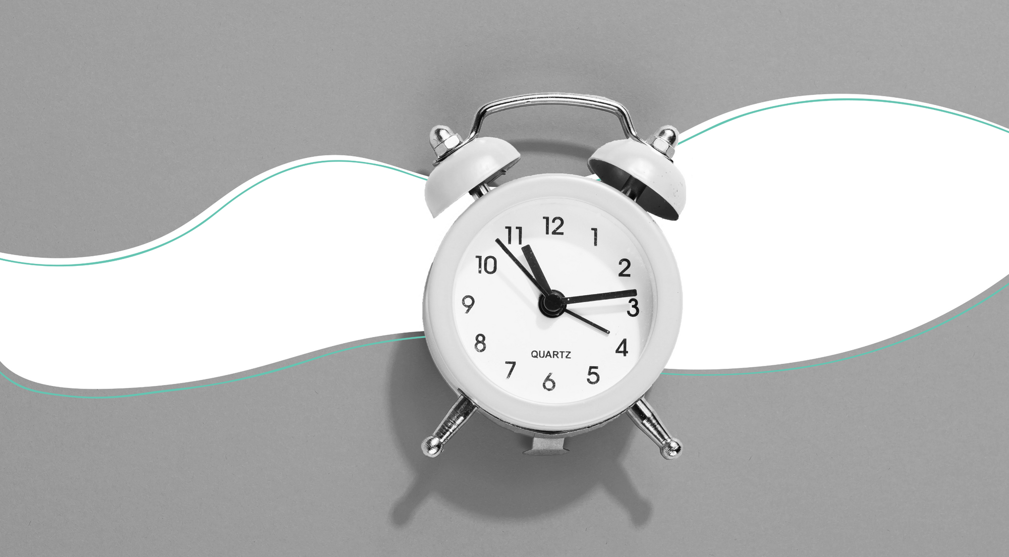 black and white alarm clock with wavy background