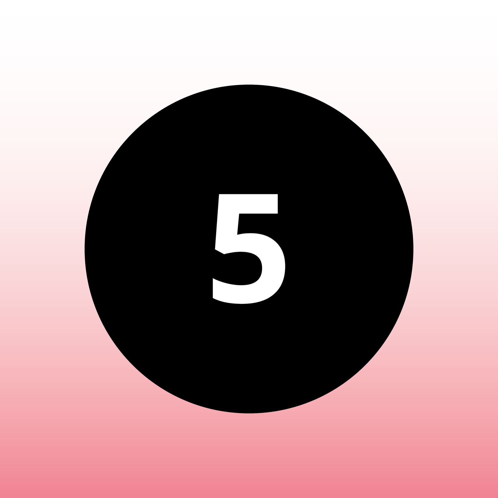 Number 5 with a black circle and a pink gradient.