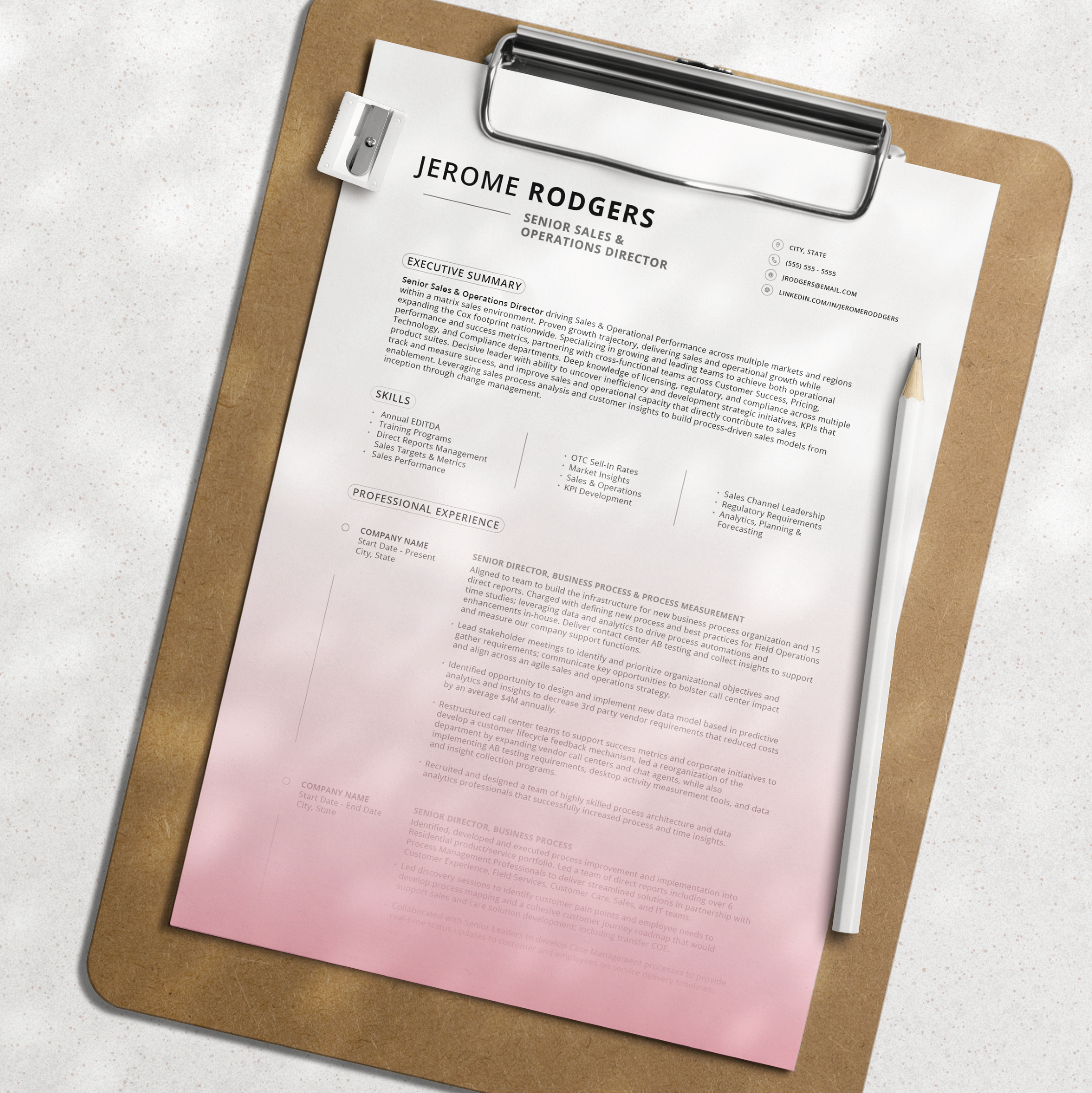 Resume created by Career Organic with a pink gradient on a white background.