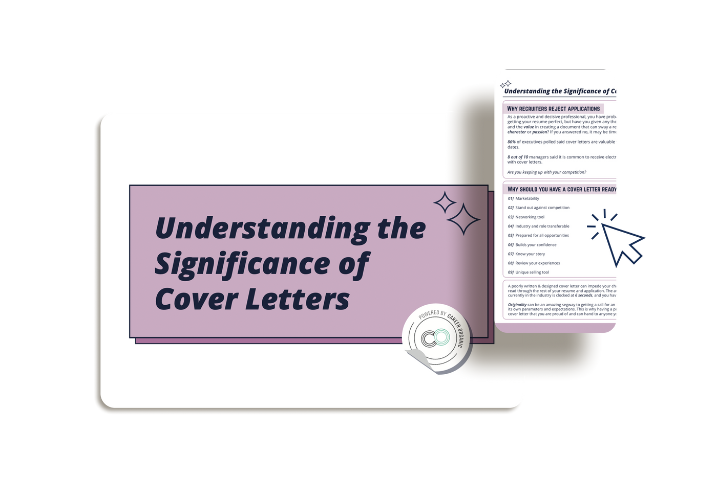 paper and iphone on a neutral background displaying free guide called understanding the significance of cover letters