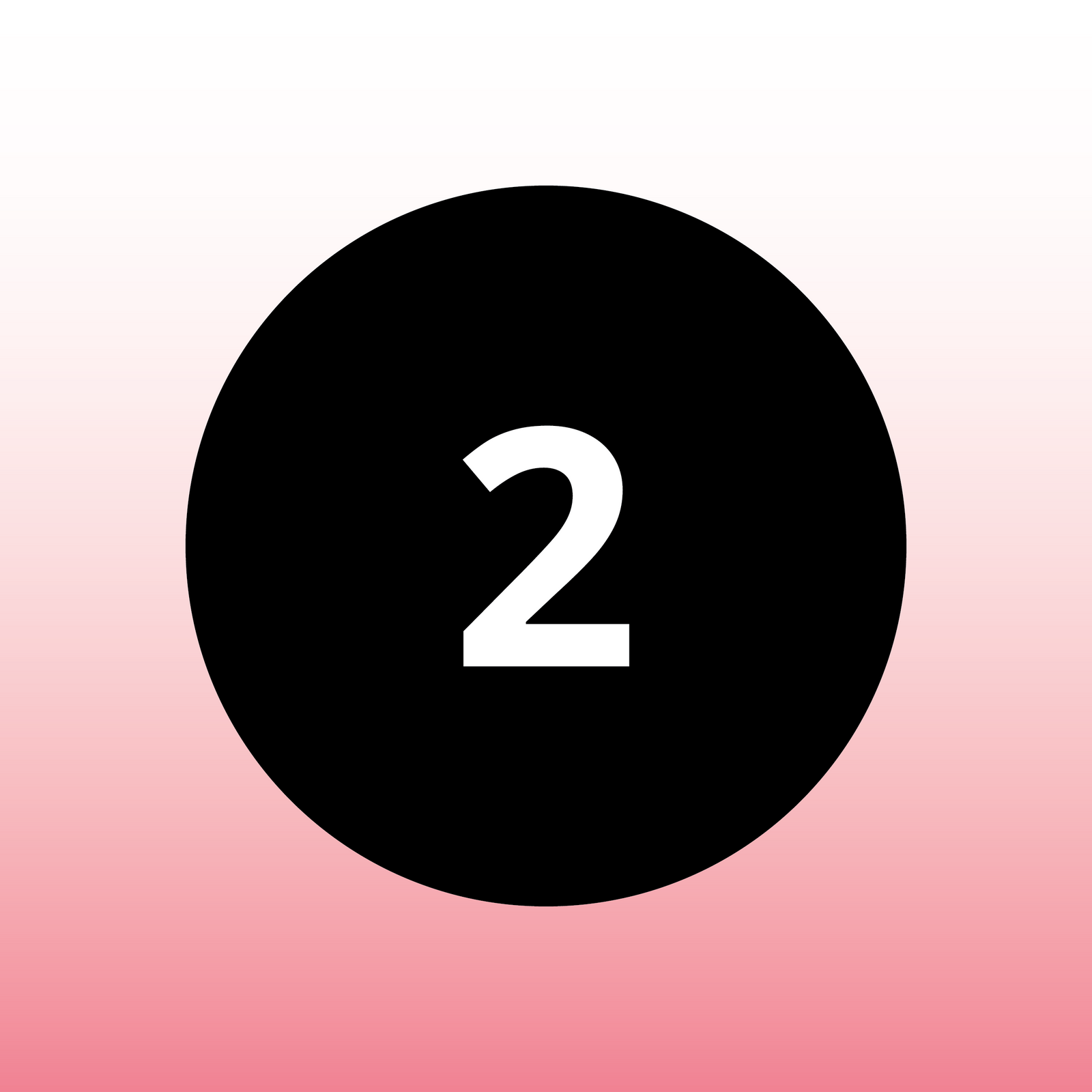 Number 2 with a black circle and a pink gradient.