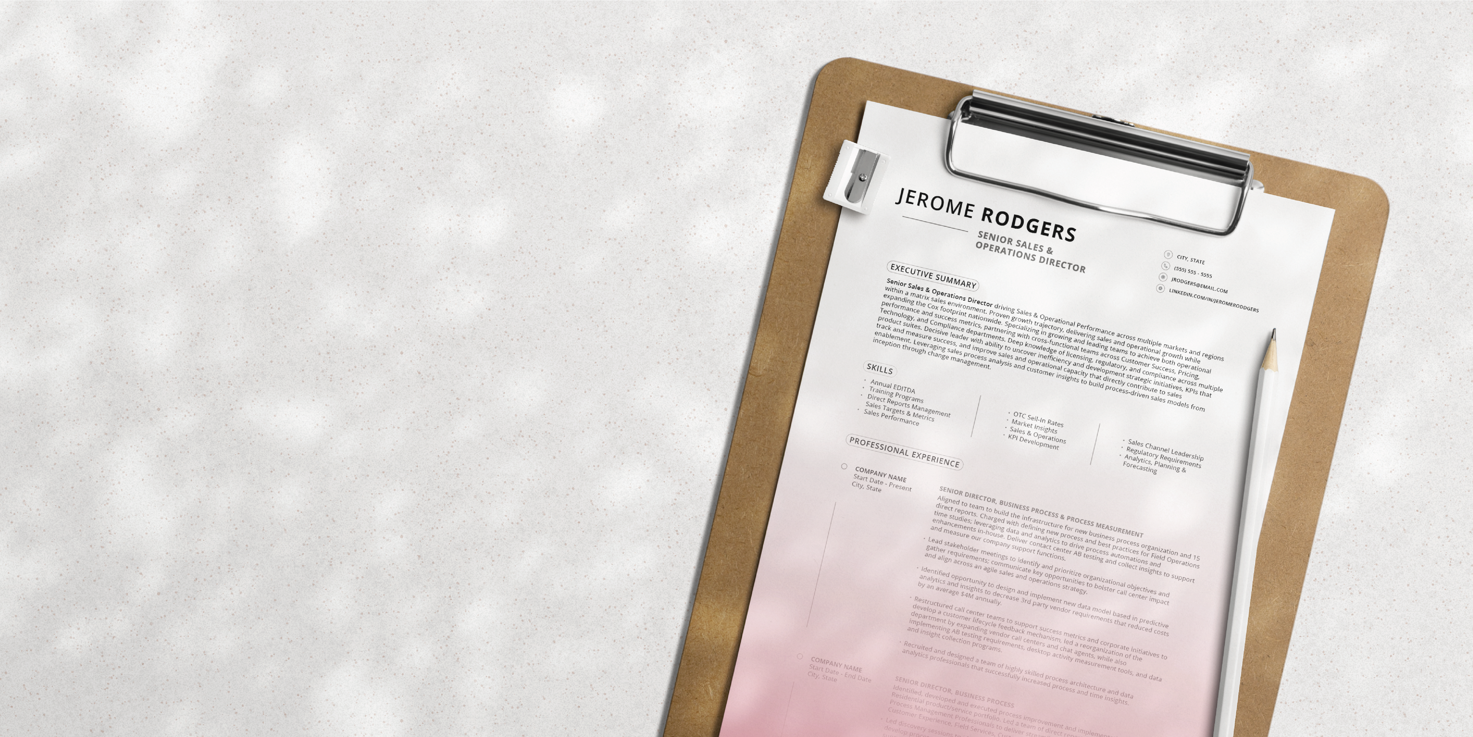 Resume created by Career Organic with a pink gradient on a white background.
