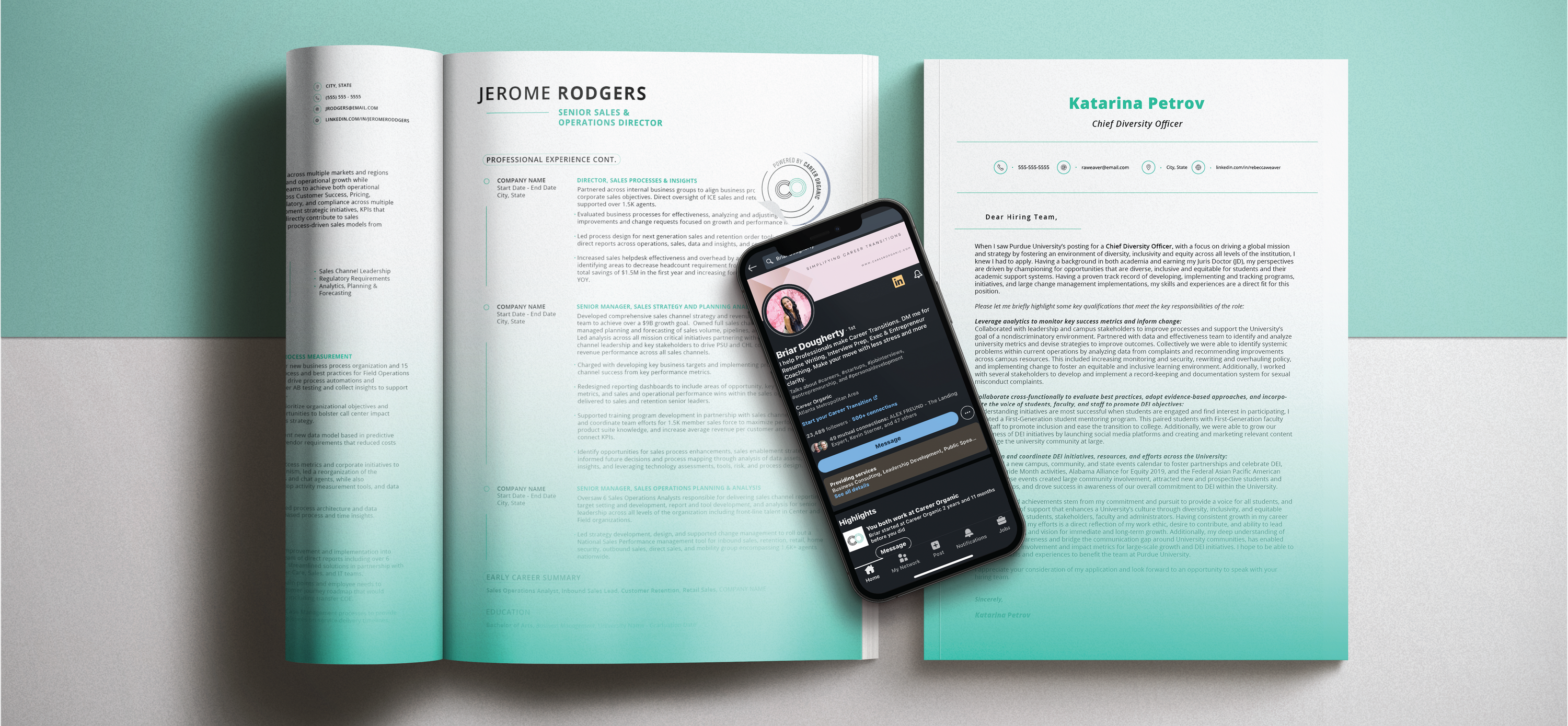 A resume, cover letter and LinkedIn bundle for executives.