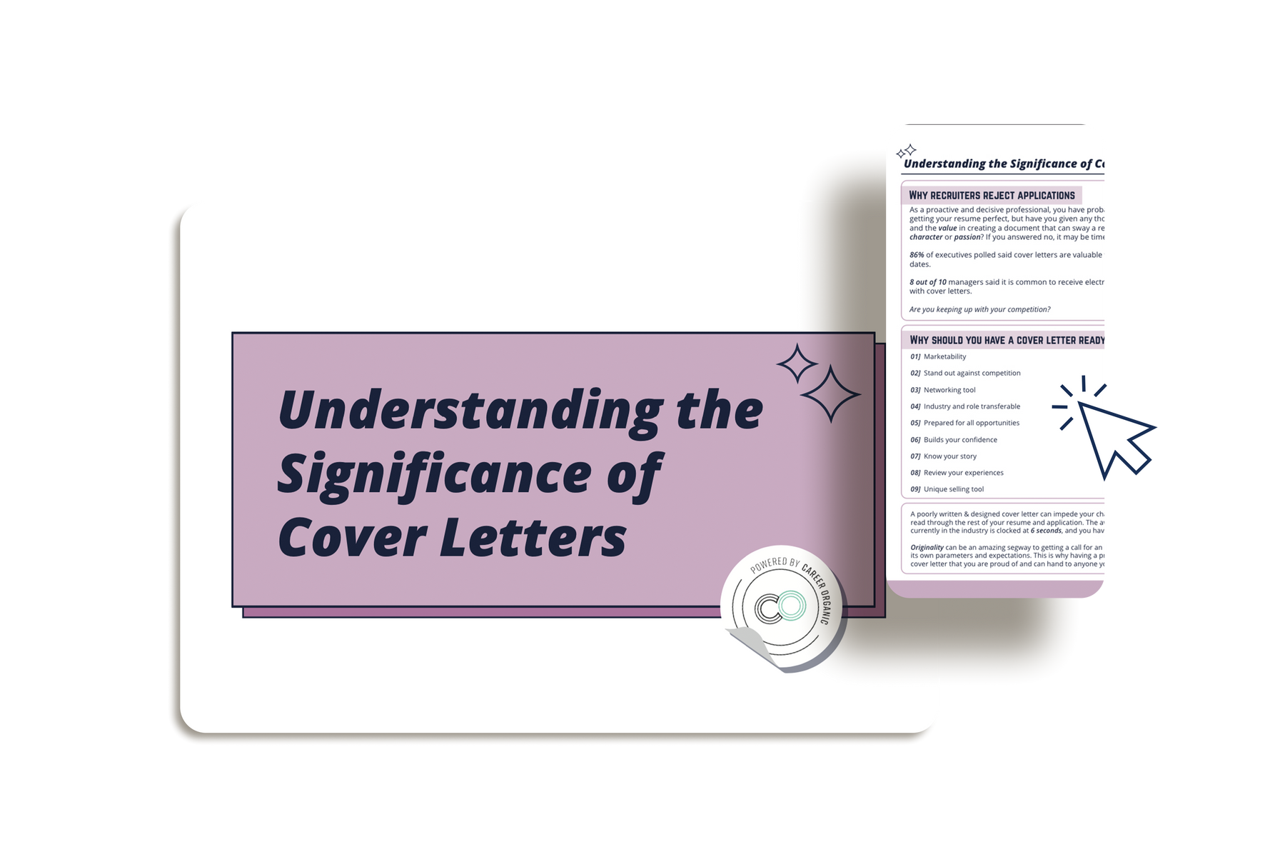 paper and iphone on a neutral background displaying free guide called understanding the significance of cover letters